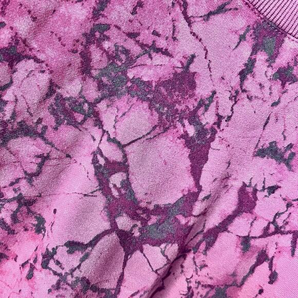 Joy Lab French Terry Sweatshirt Womens X-Small Red Pink Tie Dye Crop Boho Comfy - Picture 4 of 10